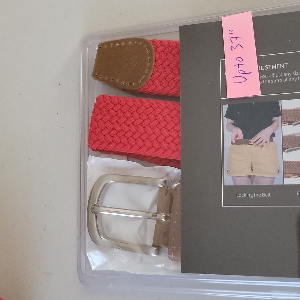 Bulliant Men's Braided Woven Stretch Belt Red Adjustable Expands up to 37" New - Picture 4 of 14